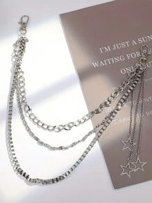 1pc Unisex Punk Style Fashion Waist Chain, Star Decor Chain Belt, Versatile Chain Accessories For Pants, Skirts, Hiphop Style