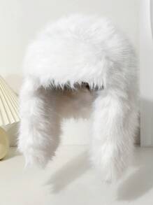 1 chiếc mũ trapper màu trơn mềm mại cho nữ, hàng mới về cho mùa đông, mũ che tai chống gió dày ấm áp ngoài trời, mũ trượt tuyết, thời trang và đa năng - A - Xem 8