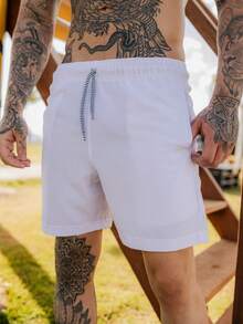 Men's Slim Fit Tactel Shorts With Elastane - Beach Shorts - Beach Shorts - trắng - Xem 3