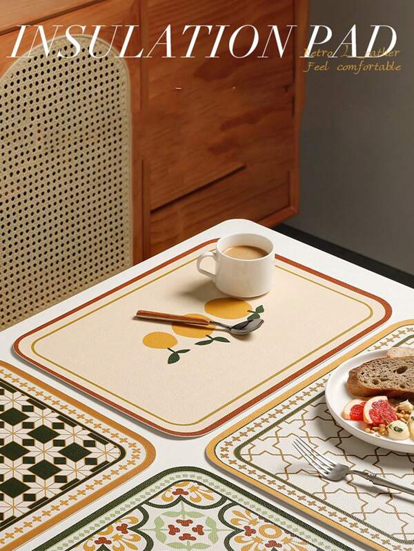 3pcs Cartoon PU Placemats, Cute Dining Table Placemats, Easy To Clean Non-Slip Placemats, Wipeable, Waterproof And Stain-Proof, Washable Placemats, Suitable For Dining Tables, Kitchens, Holiday Parties, Halloween Decorations, Christmas Home Decorations, Scene Decorations
