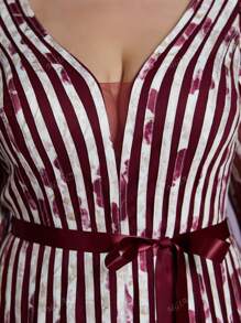 Mgiacy Plus Size Decote em V Manga Longa Malha Fina Pulôver Babados Bainha Vestido de Noite de Alta Qualidade, Vestido de Evento de Casamento Vestido de Festa Vestido de Convidado de Casamento Vestido Formal