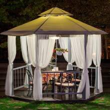 2 Pcs Waterproof Outdoor Sheer Curtains, Faux Linen Solid Outdoor Curtains, Indoor Sheer Curtains Outdoor Curtain Panels For Patio Yard - trắng - Xem 5