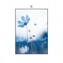 YIKES 1 pièce Murale en canevas florale bleue et blanche, pissenlit, pivoine, orchidée, affiche et impression de plante à fleurs, cadeau idéal pour la décoration moderne d'une salle de séjour et de la maison, sans cadre