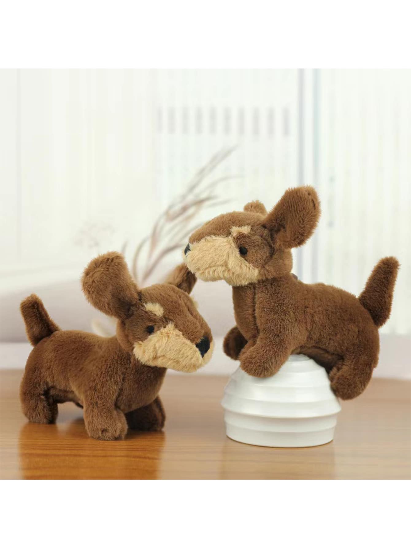 Búp bê mặt dây chuyền hình chó xúc xích sang trọng dễ thương hình chú chó nhỏ móc chìa khóa búp bê - Nhiều màu - Xem 1
