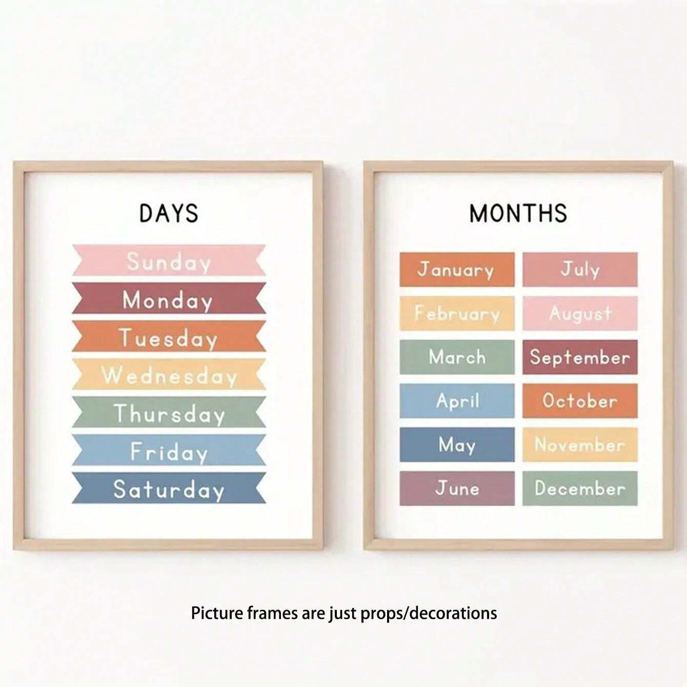 2 PCS Kids Learning English Sight Words Learning Posters, Educational