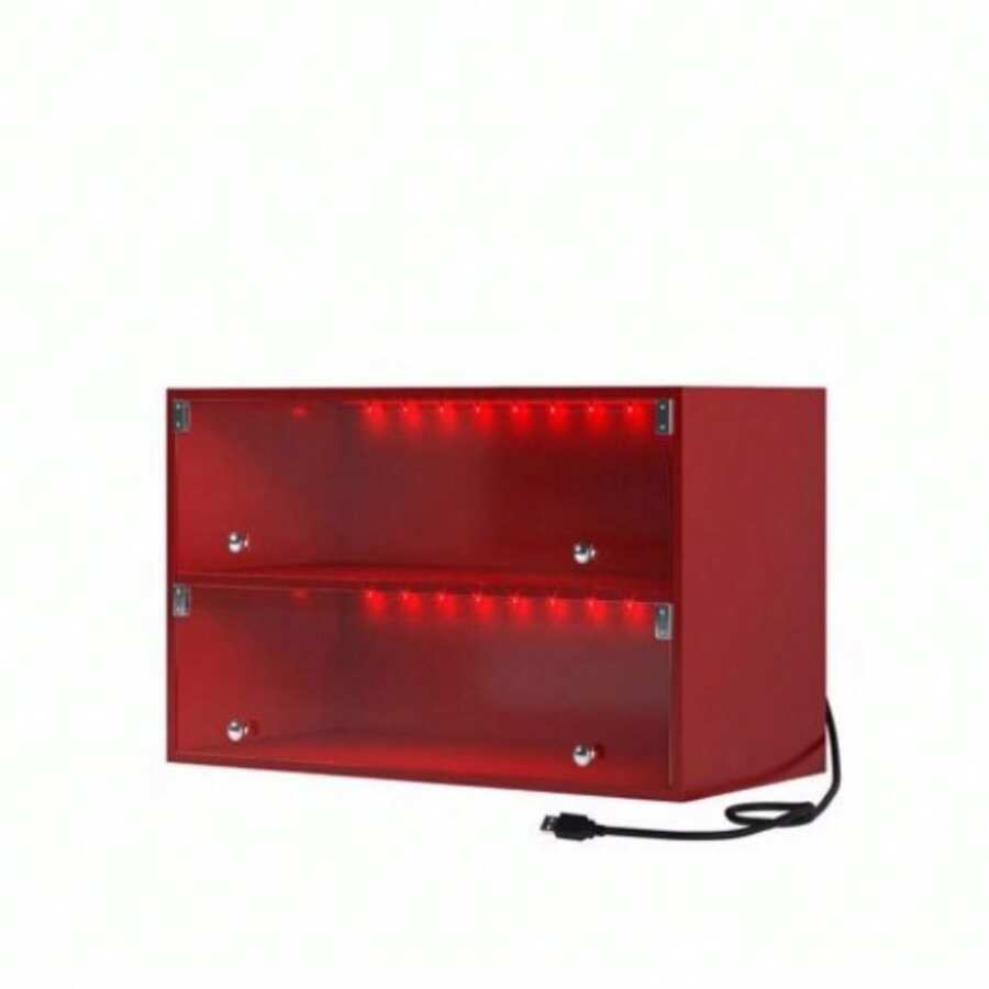 Red Glass Door Shoe Box Shoe Storage For Sneakers With RGB Led