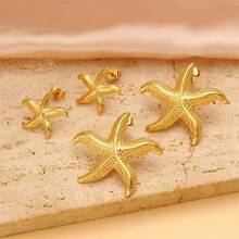 1 对 18k 金海星耳环，优雅耳环，时尚独特不锈钢耳饰 - 金黃色 - 查看 3