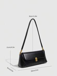 1 chiếc túi da PU French Baguette cổ điển thời trang, túi đeo vai nữ, túi xách retro màu nâu cà phê, túi đeo nách Y2K Chic - màu đen - Xem 6