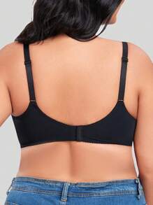 2 件大码花卉蕾丝全罩杯钢圈内衣文胸套装女士优雅舒适内衣文胸