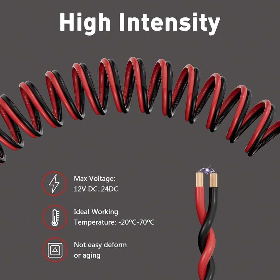 12/14/16/18 Gauge 2Conductor Wire, Red And Black Copper Clad Aluminum