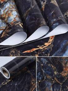 1米//卷大理石纹和火山纹壁纸，适用于家居装饰、橱柜、书桌、椅子、房间背景、DIY装修，防水自粘墙布，装修贴纸撕掉墙板，墙纸，壁纸，春季装饰用品刷新你的家，拉玛装饰贴纸 - 彩色 - 查看 6