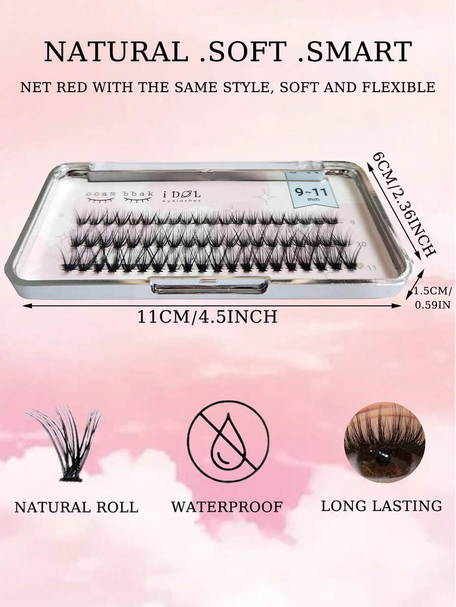 60 Bundles Of 20D D Curl 911mm Mix Natural Long Strip Single Eyelashes