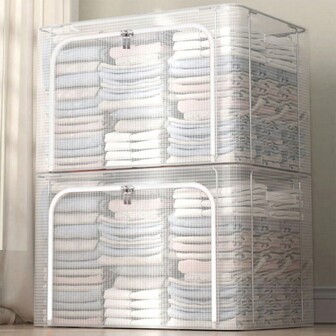 1pc 66L Transparent PVC Storage Box, Large Waterproof Home & Dorm Clothes, Quilt Organizer Box, Foldable Wardrobe Storage Bin Dress Pants Shoes Jeans Boots Skirtbedroom,Organizer,Organiser,Home Storage,White T Shirt Women,Black Pants Women,Ladies Winter Clothes,Dress,Winter Clothes For Ladies,Elegant Woman Dresses,White Shirt For Ladies,Long Sleeve,White Jumpsuit For Women,Spring Dresses For Women,Spring Outfits For Women,Spring,Spring Clothes,Minimalist,Summer Tops
