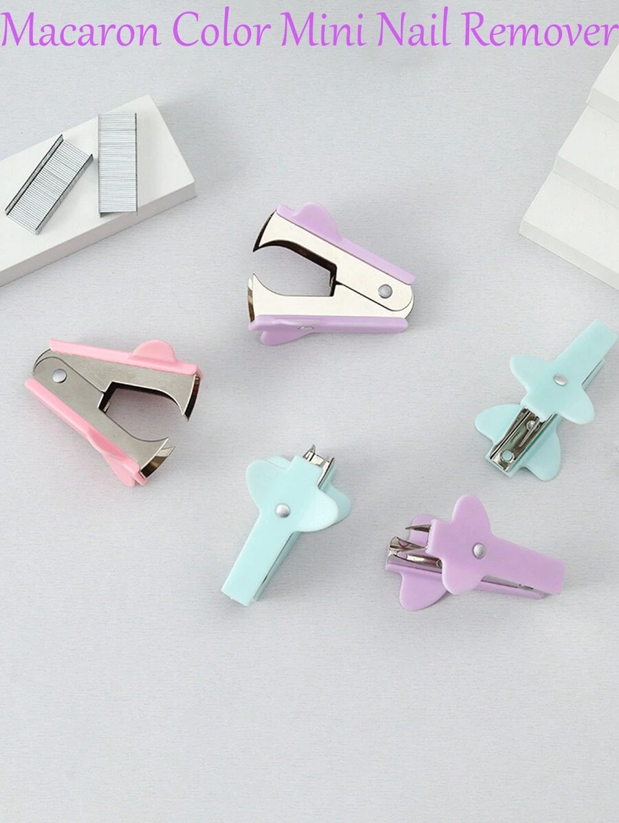 1 件便携式起钉器，马卡龙色，适合办公室使用，返校，返校，学校用品