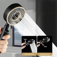 1 个甜甜圈形淋浴喷头，3 种模式可调节高压手持淋浴喷头，双管设计，防烫隔热，4 英寸通用连接，适合家庭淋浴 - 彩色 - 查看 5