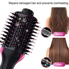 Peigne à air chaud, lisseur sèche-cheveux, lisseur à cheveux pour la maison, peigne de séchage et de frisage des cheveux, peigne à air chaud avec tête de peigne en tube d'aluminium, peigne électrique pour tous types de cheveux, cadeau de vacances
