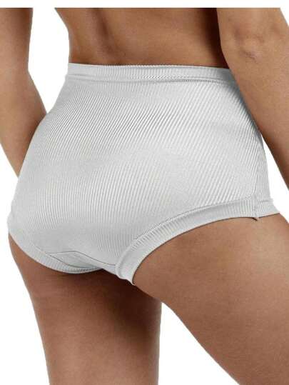 5 peças de cuecas de algodão para mulher plus size: cuecas caneladas confortáveis, textura canelada, tecido macio, design leve