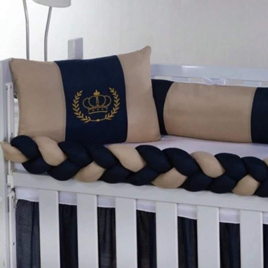 Classic Mini Crib Kit For Girls And Boys, 6 Pieces With Complete Printed Skirt - 海洋皇冠 - 查看 1