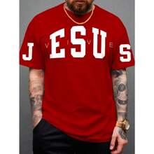 Men's T-Shirt Jesus Lives Evangelical Fashion 100% Cotton Shirt - 紅色 - 查看 1