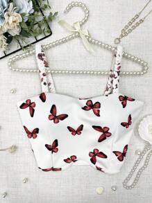 ELLIE Cropped Neoprene With Butterfly Cups\Women's Fashion - 紅色 - 查看 1