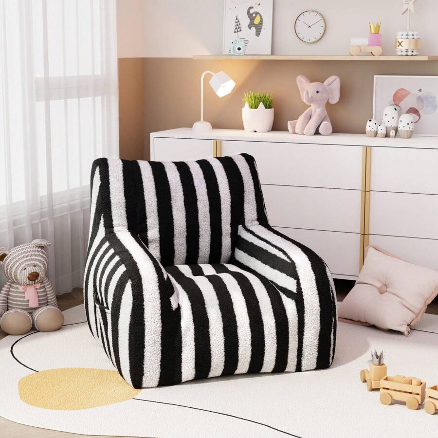 JOYRACER Bean Bag Chair - Boucle Tufted Bean Bag Couch - Bean Bag Chairs For Adults  - Accent Sofa Chair With Pocket - For Living Room,Bedroom Dorm Reading - Black - View 1