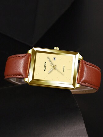 Men Watch Fashion Men's Quartz Watch Square Dial Data Watch For Men Gift