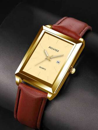 Men Watch Fashion Men's Quartz Watch Square Dial Data Watch For Men Gift