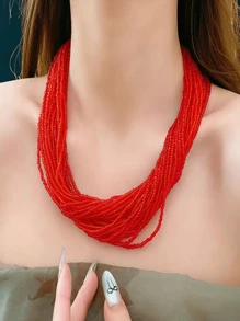Vòng cổ hạt gạo nhiều lớp phong cách châu Âu và Mỹ, giản dị và đa năng - dây chuyền hạt gạo - Xem 7