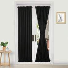 DWCN 1 Panel French Door Curtain With Tieback – Rod Pocket Thermal Blackout Curtain For Doors With Glass Window, Kitchen And Patio Doors For Privacy