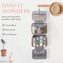 Travel Makeup Bag,Large Capacity Cosmetic Bags For Women,Waterproof Portable Pouch Open Flat Toiletry Bag Make UpOrganizer With Divider And Handle - 盥洗包粉色 - 查看 4