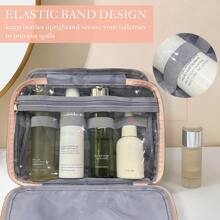 Travel Makeup Bag,Large Capacity Cosmetic Bags For Women,Waterproof Portable Pouch Open Flat Toiletry Bag Make UpOrganizer With Divider And Handle - 盥洗包粉色 - 查看 5