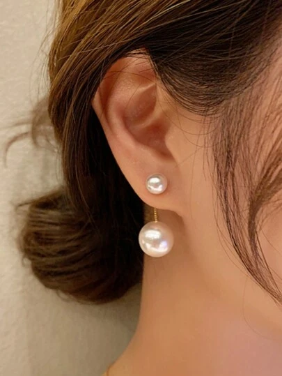 1 Pair Elegant Faux Pearl Earrings For Women, Ins Style