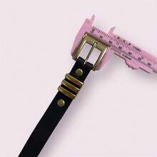 Women's Thin Belt With Basic Gold Buckle - màu đen - Xem 4