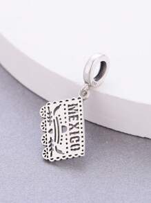 HuooNew 1 pieza Dije de plata esterlina 925 con forma cuadrada de México para elaborar manualidades con cuentas
