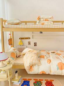 4PCS(1PC Duvet Cover+1PC Bed Sheet+2PCS Pillowcases), Suitable For Student Dormitory Bunk Beds, All Season, Soft Skin-Friendly, Can Be Used For Doll House, Nursery, Children's Room