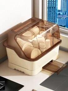 Kitchen Drain Dish Cabinet With Cover, Dishware And Utensils Storage Box, Household Display Rack
