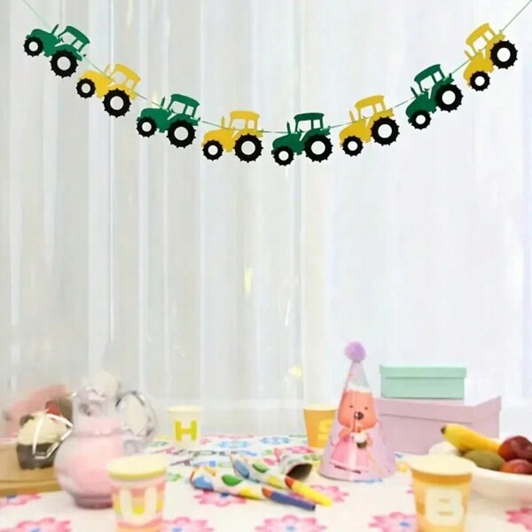 1pc, Tractor Bunting Tractor Felt Banner Party Decoration For Birthday Decoration Tractor Party Supplies