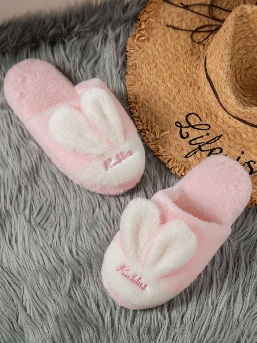 Dép lê lông mule dễ thương cho nữ, màu hồng, đi ngoài trời vào mùa thu/đông, đi trong nhà và ở nhà, dép lê lông mềm mại - Hồng - Xem 1