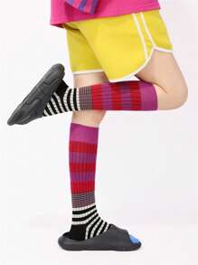 1/2/4/6 Pairs Random Autumn/Winter Styles, Multicolor Gradient Striped Socks, Slimming Leg, Fitted Calf Socks, Fashion Versatile, Suitable For Outdoor Sports, Fitness, Campus Daily Wear, Soft Comfortable Breathable, Odor-Resistant Warm, Slimming Women Calf Socks, Long Socks, Comfortable Warm - Multicolor - View 8