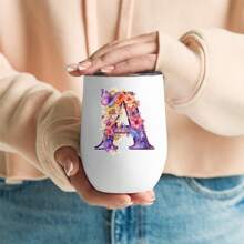 1 pieza Vaso de viaje aislado con tapa, en forma de huevo, de acero inoxidable de 12 onzas, con estampado de mariposa y flor, un gran regalo para familiares y amigos