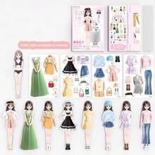 1 Book Of Magnetic Dress Up Doll Stickers, Magnetic Princess Costume Stickers, Pretend Play Creative Imagination Outfit Set Suitable For 4-7 Year Old Girls, Birthday Gift, Kids Memorabilia And Cute Magnetic Stickers (Color And Style Accessories Are Random)