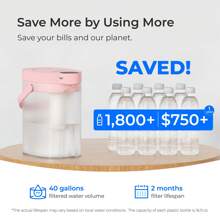 Waterdrop FreshTaste Electric Water Filter Jug, 4L Instant Water Filter Dispenser For Fridge, Reduce Chlorine, Lead, Copper, Purify, 1X Built-In Original Filter + 3X Additional Filters (Replacement Filter: WD-EDFS) - 粉色 - 查看 6