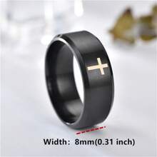 Anel de cruz personalizado Nome personalizado Data gravada Cristo Jesus Banda simples Joias cristãs Presente para aniversário de namorados, tamanho 6-12 Aniversário de dez anos, tamanho 6-12