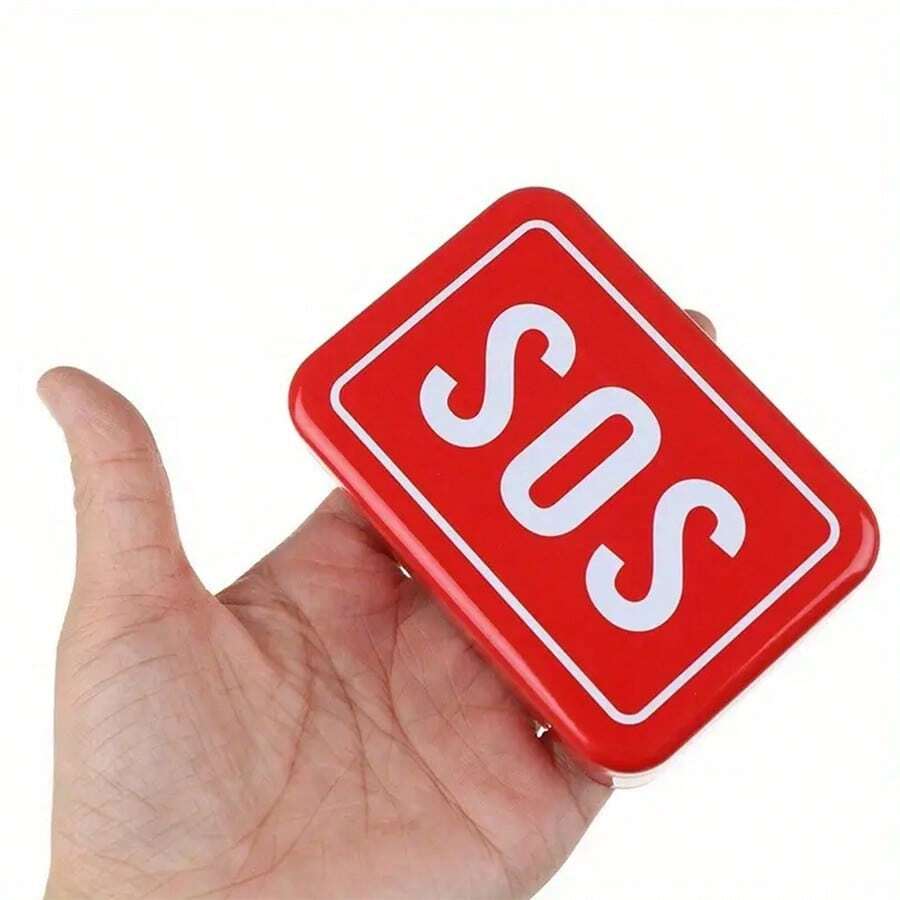 Stainless Steel SOS Pill Box, Empty Portable First Aid Container For
