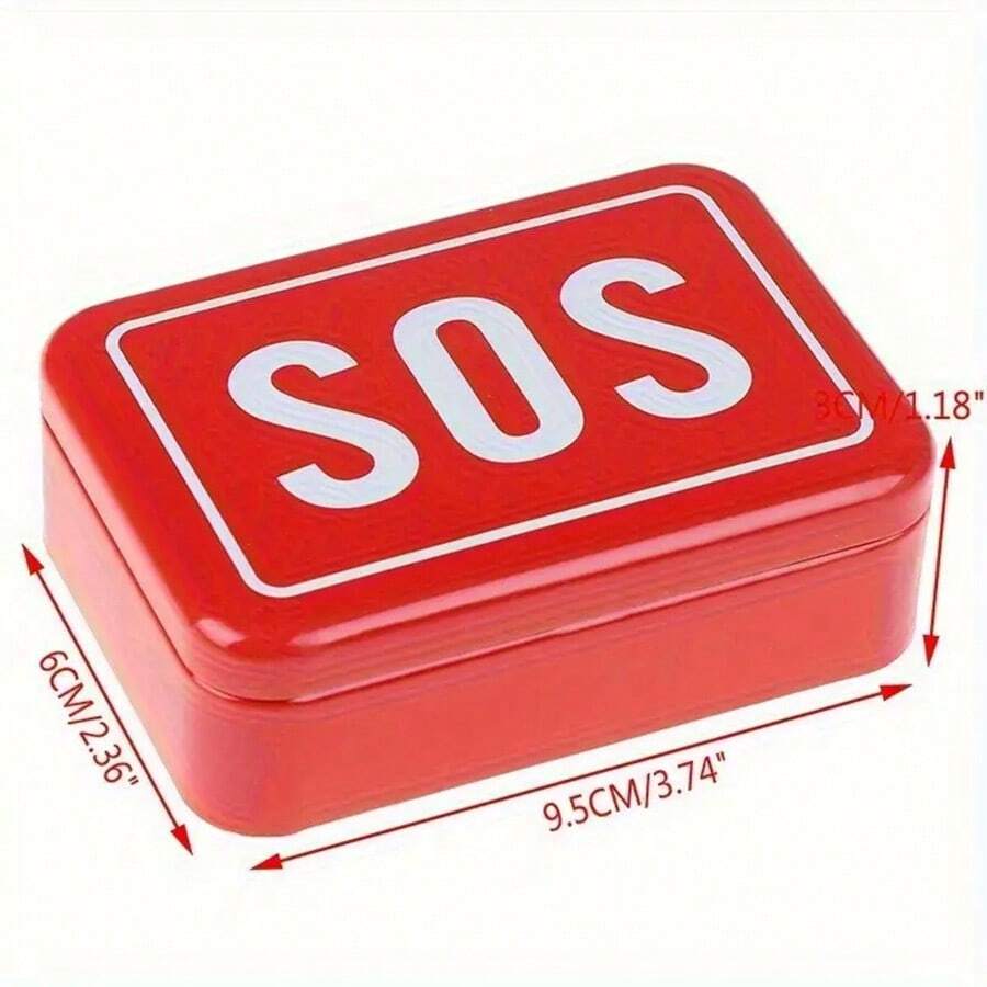 Stainless Steel SOS Pill Box, Empty Portable First Aid Container For