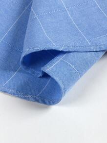 Áo sơ mi Oxford kẻ caro đa năng cho nam, trang phục công sở và thường ngày chất lượng cao, dành cho mùa thu, áo dài tay - Màu xanh lam - Xem 10