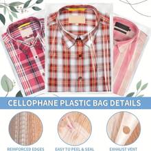 50pcs Large Self Sealing Cellophane Bags, Clear Resealable Self Adhesive Plastic Bags Clothing, T-Shirts, Pants, Gifts Baskets, Party Favors, Artwork And More