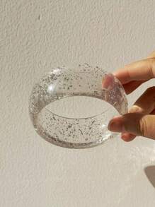 1 pieza Brazalete de resina transparente y asimétrico, nueva joyería glamorosa para mujeres, regalo elegante y de moda vintage
