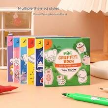 1pc/6pcs Creative Mini Coloring Books, Portable Outdoor Sketchbooks For DIY Doodles Anytime, Cartoon Series Patterns Like Ocean, Holidays, Food, Space To Inspire Kids' Creativity And Imagination, Suitable For Colored Pencils, Markers, Oil Pastels, Watercolor Pens, Ideal Gift For Kids, Students, Birthday, Holiday - Multicolor - View 14