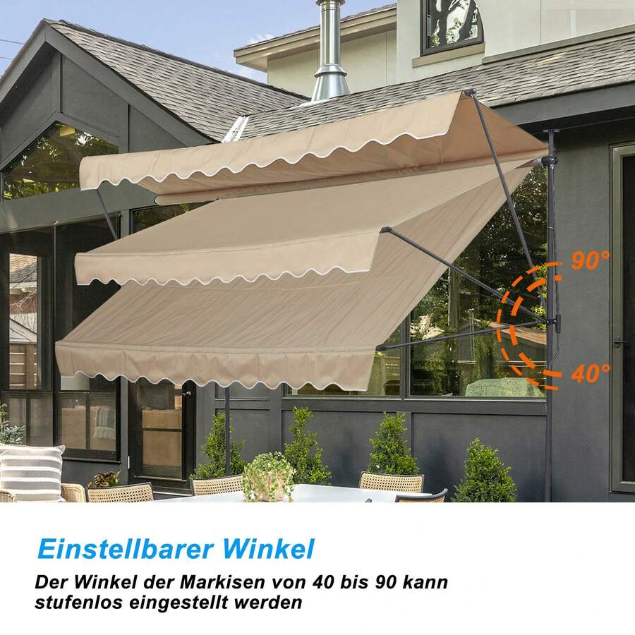 CLIPOP 2 X 1.2 M Standing Manual Awning Patio Awning Gazebo Canopy
